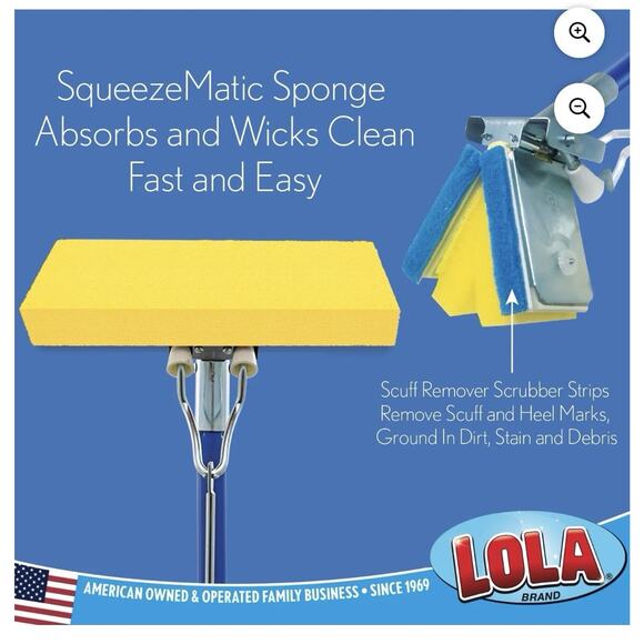 LOLA SqueezeMatic Butterfly Sponge Mop Refill, 9" Super Absorbent Head - 1 Count - Picture 2 of 6